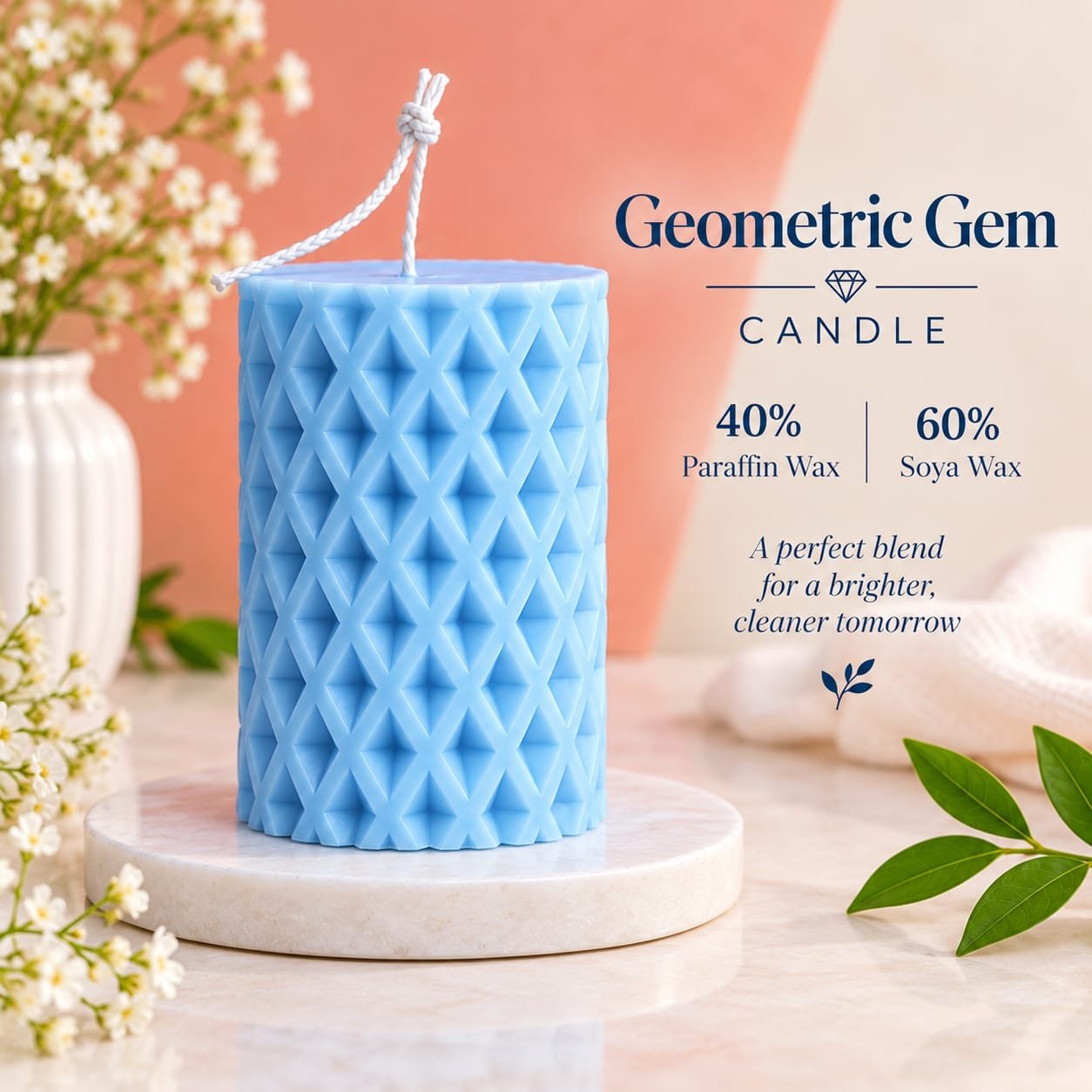 Geometric Gem Candle
